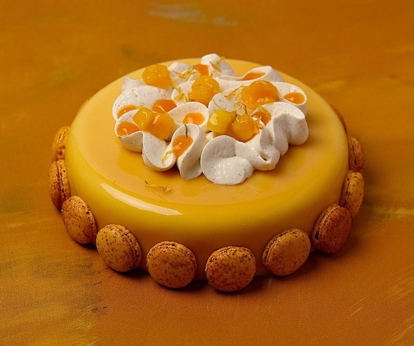 Entremets Trésor des Îles pour 6 à 7 personnes, pâtisserie aux saveurs exotiques signée Alban Guilmet à Caen.